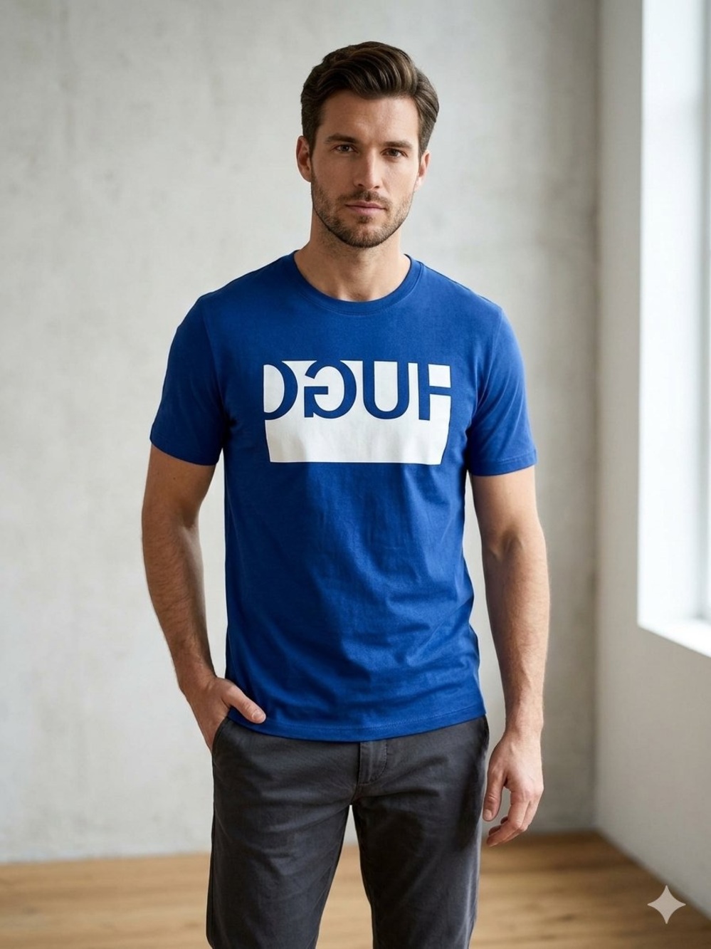 HUGO Menswear "Doguh" Box Logo T-Shirt in Royal Blue 🤴